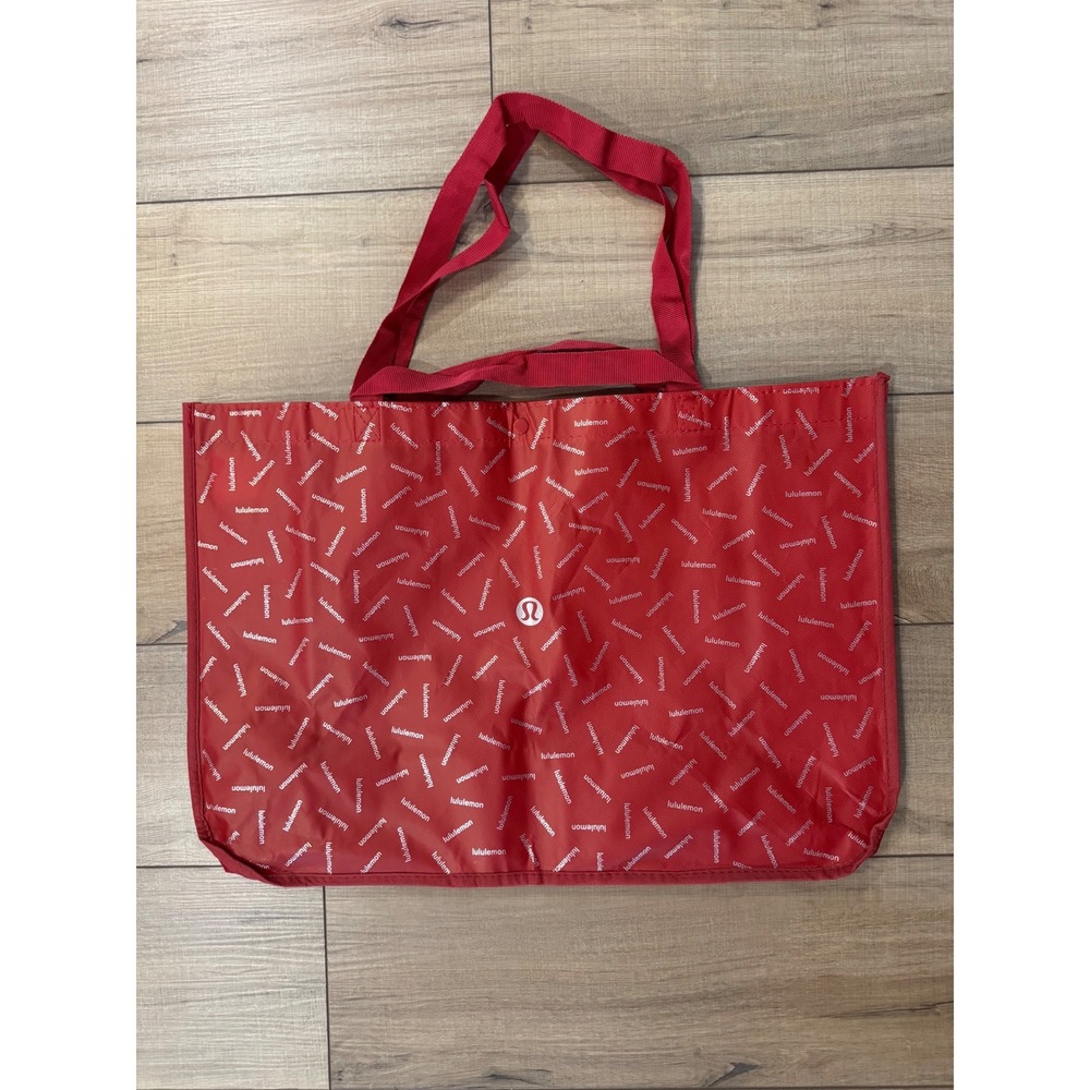 Lululemon‎ Reusable Shopping Tote Women Large Red All Over Logo Print